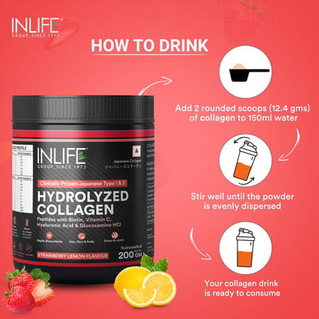 Inlife Japanesecollagen Supplements For Women & Men (Strawberry | Collagen | 200g)