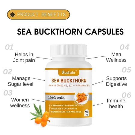 Sushain Sea Buckthorn Capsules With Vitamin C And Omega 7 - 60 Capsules