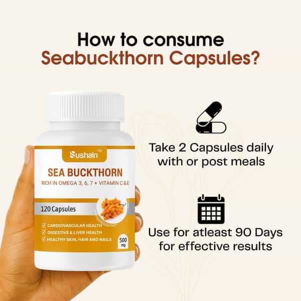 Sushain Sea Buckthorn Capsules With Vitamin C And Omega 7 - 60 Capsules