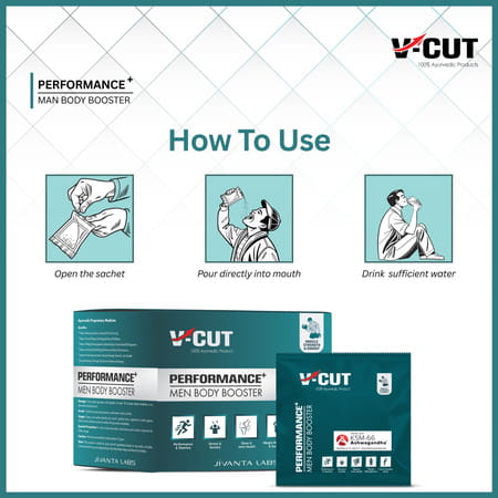 V-Cut Men Performance Booster Ayurvedic Supplement For Immunity | Strength & Stamina 75g (15 Sachet)