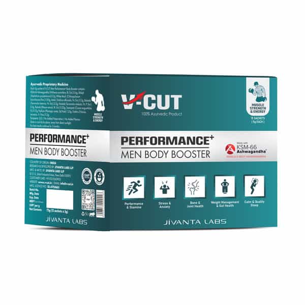 V-Cut Men Performance Booster Ayurvedic Supplement For Immunity | Strength & Stamina 75G (15 Sachet)