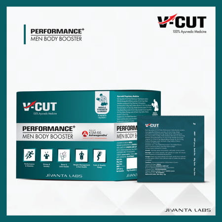 V-Cut Men Performance Booster Ayurvedic Supplement For Immunity | Strength & Stamina 75g (15 Sachet)