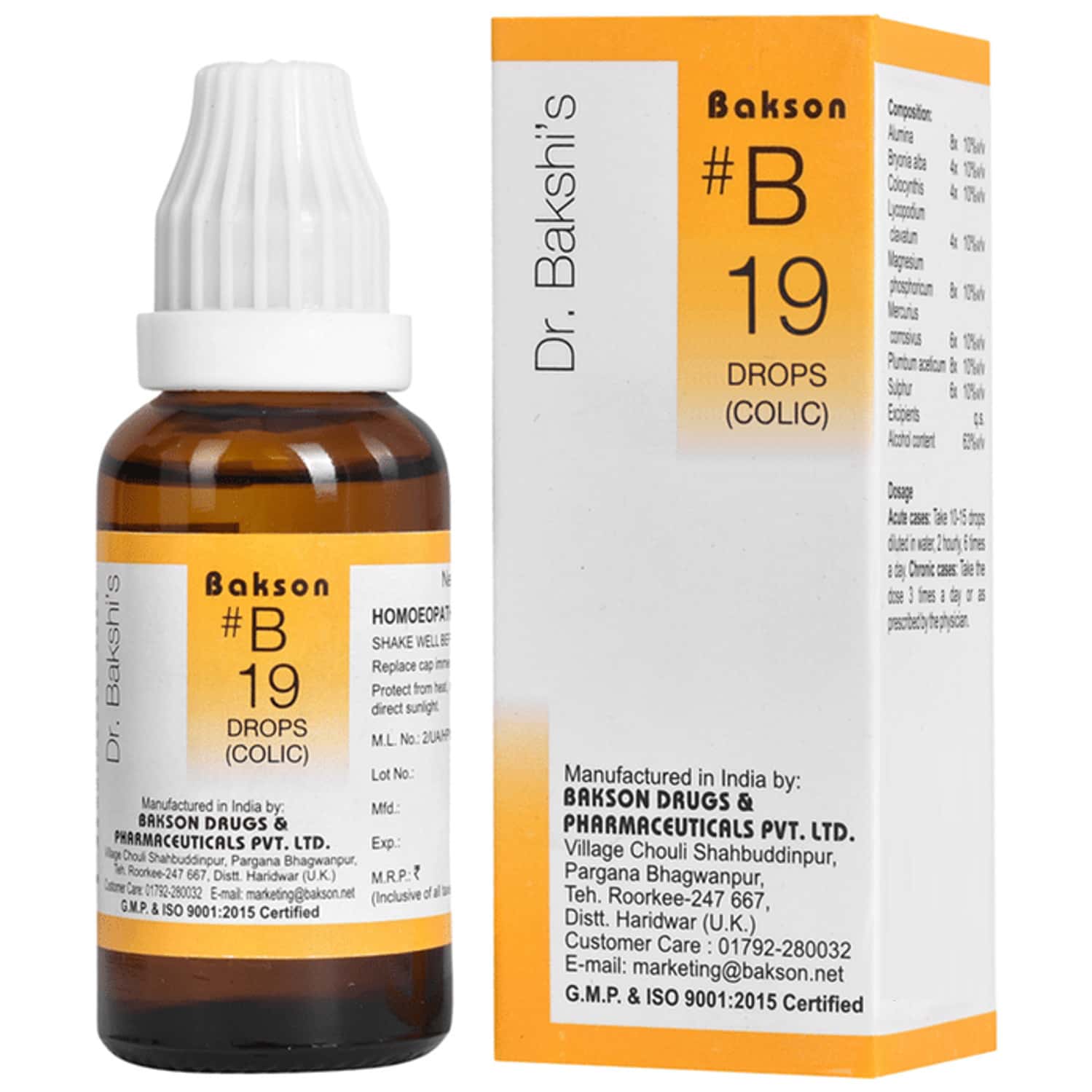 Dr Bakshi's Bakson Homoeopathy B19 Colic Drops 30 Ml