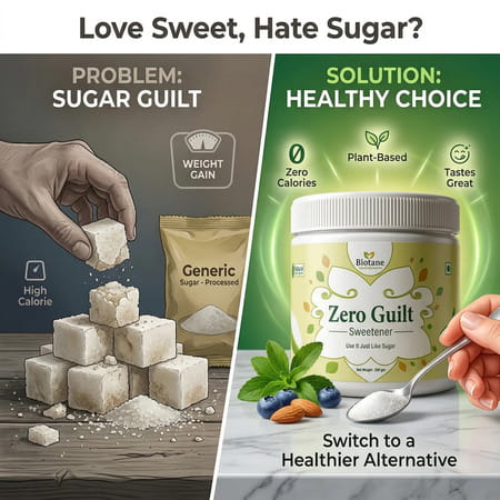 Biotane Zero Guilt Sweetener | Zero Calorie I Sugar Free | Taste Like Sugar Use Like Sugar - 200G