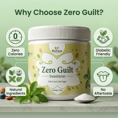 Biotane Zero Guilt Sweetener | Zero Calorie I Sugar Free | Taste Like Sugar Use Like Sugar - 200G