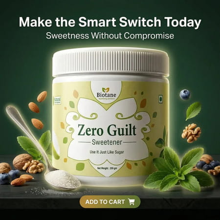 Biotane Zero Guilt Sweetener | Zero Calorie I Sugar Free | Taste Like Sugar Use Like Sugar - 200G