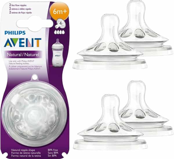 Philips Avent Natural Teat Fast Flow - 6Months+ (Pack Of 2) 4 Nipple