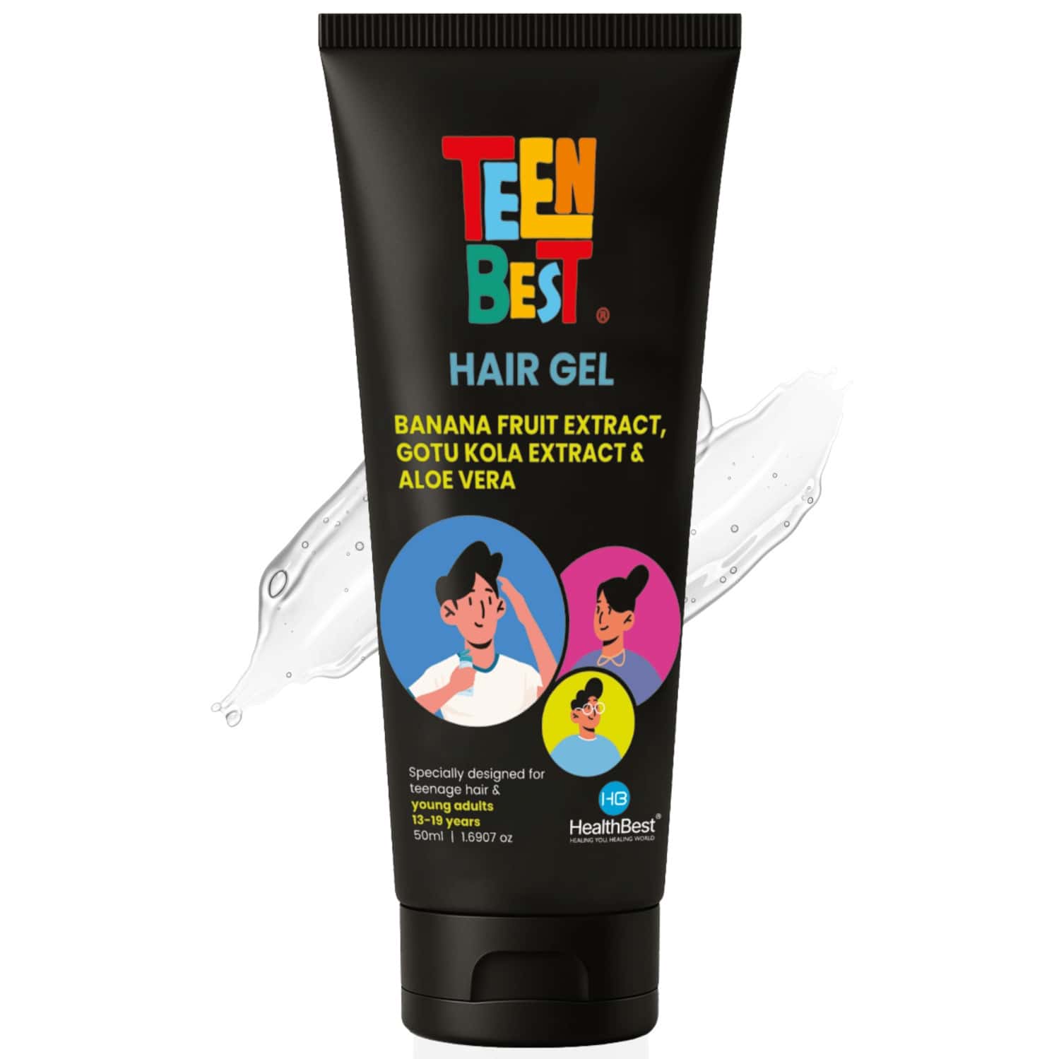 Healthbest Hair Gel For Teens Boys & Girls 13-19 Years Strong Hold Non-sticky Styling Gel 50 Ml