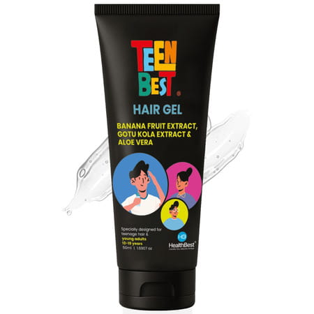 Healthbest Hair Gel For Teens Boys & Girls 13-19 Years Strong Hold Non-Sticky Styling Gel 50 Ml