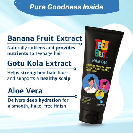 Healthbest Hair Gel For Teens Boys & Girls 13-19 Years Strong Hold Non-Sticky Styling Gel 50 Ml