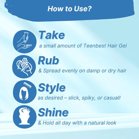 Healthbest Hair Gel For Teens Boys & Girls 13-19 Years Strong Hold Non-Sticky Styling Gel 50 Ml