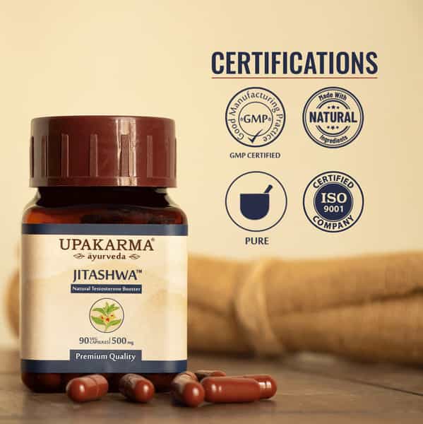 Upakarma Ayurveda Pure Shilajit And Ashwagandha Extract Jitashwa Capsules 500Mg 90 Veggie Capsules