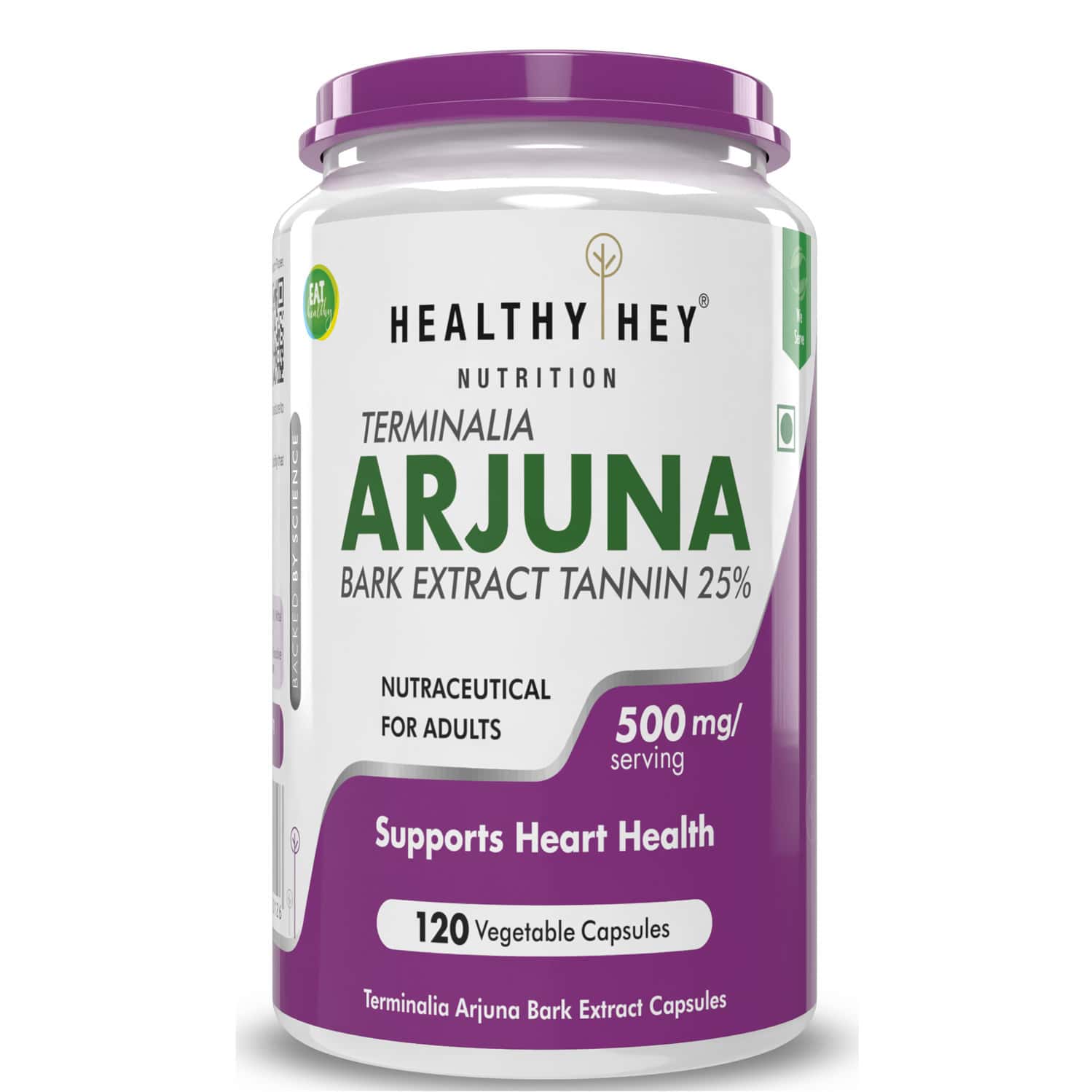 Healthyhey Nutrition Terminalia Arjuna Bark Extract - Tannin 25% - 120 Veg Caps.