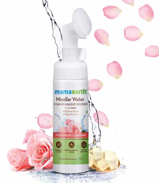 Mamaearth Micellar Water Foaming Makeup Remover With Rose Water For Makeup Cleansing 150 Ml