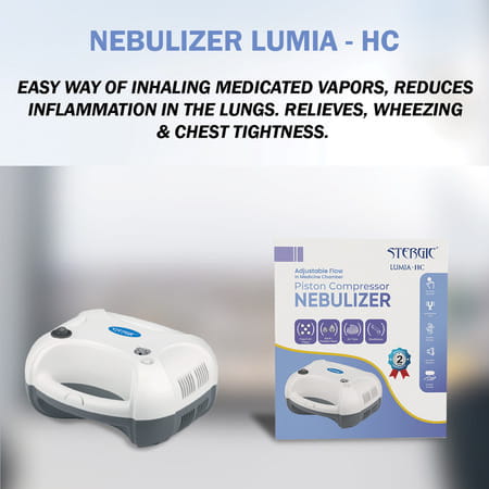 Stergic Lumia-Hc Piston Compressor Nebulizer| Adjustable Flow Medicine Chamber - 1n