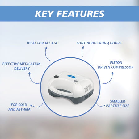 Stergic Lumia-Hc Piston Compressor Nebulizer| Adjustable Flow Medicine Chamber - 1n