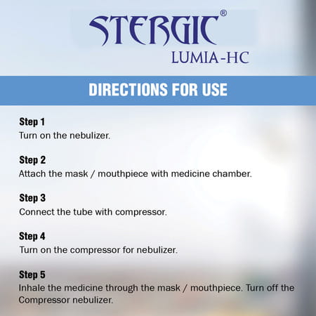 Stergic Lumia-Hc Piston Compressor Nebulizer| Adjustable Flow Medicine Chamber - 1n