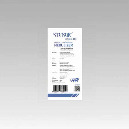 Stergic Lumia-Hc Piston Compressor Nebulizer| Adjustable Flow Medicine Chamber - 1n