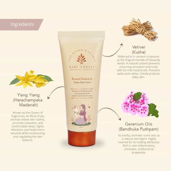 Baby Forest Komal Kawach Diaper Rash Cream- 100Gm & Mulmul Baby Wipes- 72 Wipes
