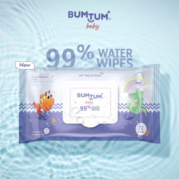 Bumtum Baby Gentle 99% Pure Water Wet Wipes With Lid Paraben Free (Pack Of 3 | 72 Pcs. Per Pack)