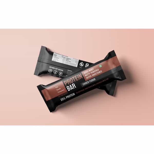 The Snack Company Choco Fudge Protein Bar - 50G - Pack Of 2 | 100% Whey Protein Bar | 25% Protein