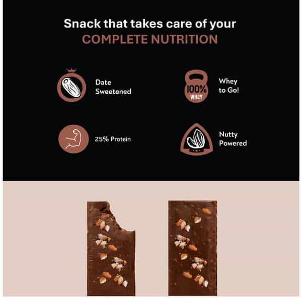 The Snack Company Choco Fudge Protein Bar - 50G - Pack Of 2 | 100% Whey Protein Bar | 25% Protein