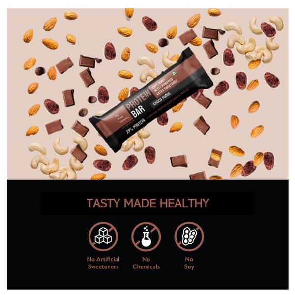 The Snack Company Choco Fudge Protein Bar - 50G - Pack Of 2 | 100% Whey Protein Bar | 25% Protein