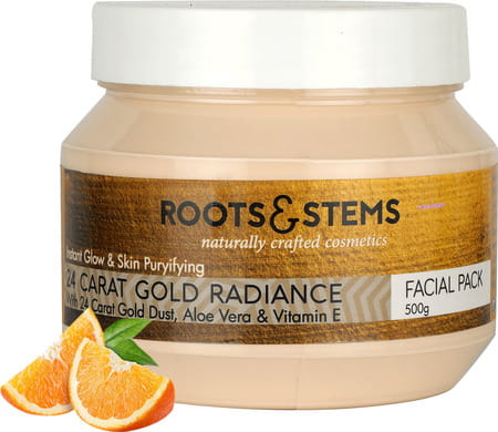 Roots & Stems 24 Carat Gold Radiance Facial Pack For Golden Glow & Boosts Skins Elasticity 500g