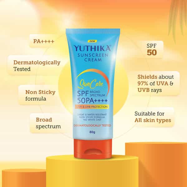 Yuthika Sunscreen Spf 50 Pa++++ With Uva & Uvb Protection 80G | Dermatologically Tested | Unisex