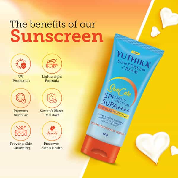 Yuthika Sunscreen Spf 50 Pa++++ With Uva & Uvb Protection 80G | Dermatologically Tested | Unisex