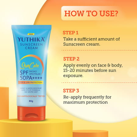 Yuthika Sunscreen Spf 50 Pa++++ With Uva & Uvb Protection 80g | Dermatologically Tested | Unisex