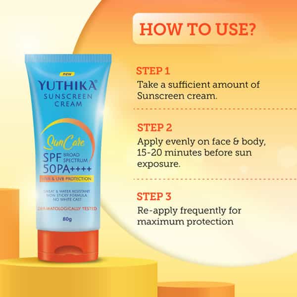 Yuthika Sunscreen Spf 50 Pa++++ With Uva & Uvb Protection 80G | Dermatologically Tested | Unisex