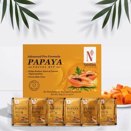Nutriglow Natural'S Advanced Pro Formula Set Of 2 Papaya Facial Kit 60gm & De-Tan Scrub (65gm)