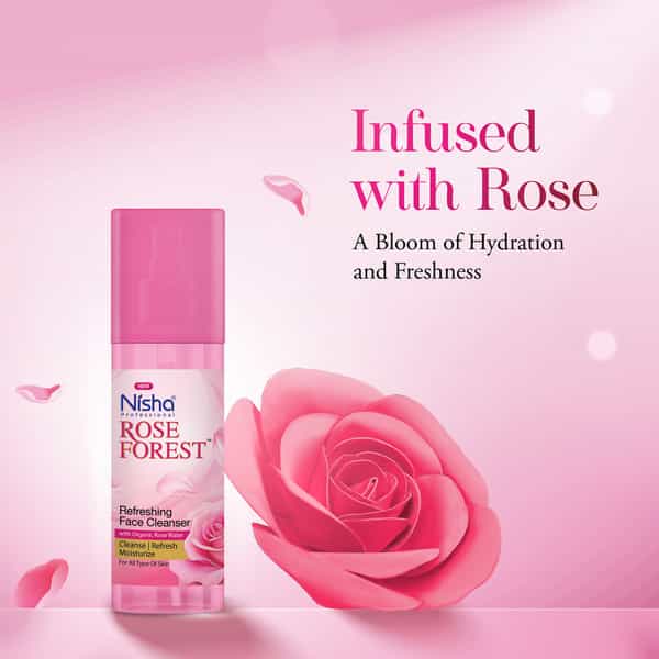 Nisha Refreshing Face Cleanser With Organic Rose Water For All Skin Types - 55Ml