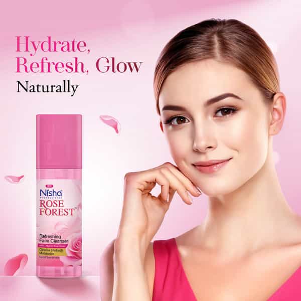 Nisha Refreshing Face Cleanser With Organic Rose Water For All Skin Types - 55Ml
