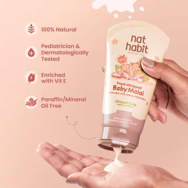 Nat Habit Baby Body Malai - Body Butter | Almond Date 120Ml