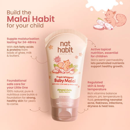 Nat Habit Baby Body Malai - Body Butter | Almond Date 120Ml