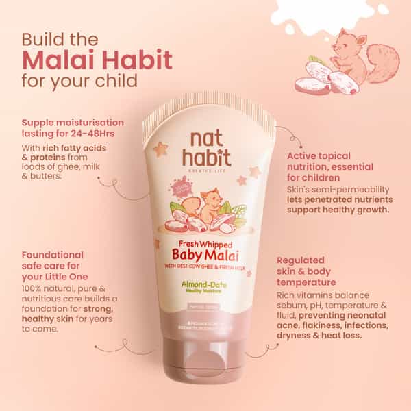 Nat Habit Baby Body Malai - Body Butter | Almond Date 120Ml