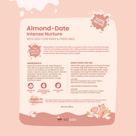 Nat Habit Baby Body Malai - Body Butter | Almond Date 120Ml