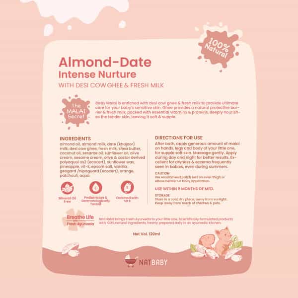 Nat Habit Baby Body Malai - Body Butter | Almond Date 120Ml