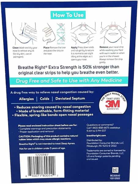 Breathe Right Nasal Strips | Extra Clear For Sensitive Skin | 72 Clear Strips