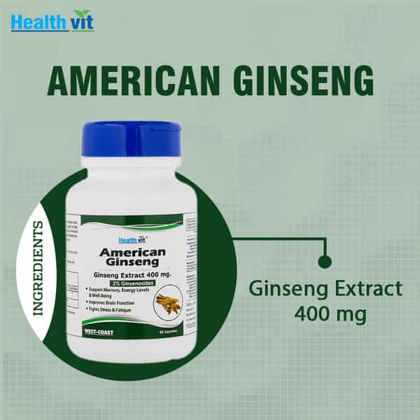 Healthvit American Ginseng Extract 400Mg (2% Ginsenosides) 60 Capsules