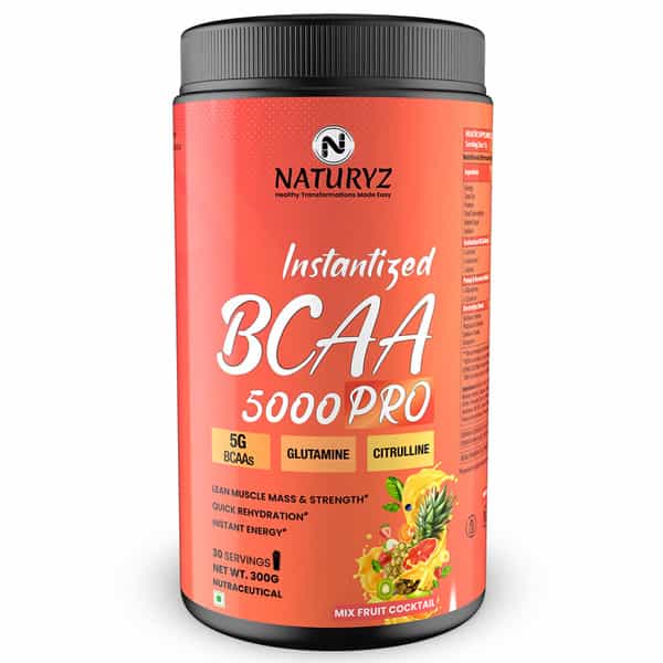 Naturyz Instantized Bcaa 5000 Pro With 5G Bcaas Glutamine For Lean Muscle - 300G(Mix Fruit Cocktail)