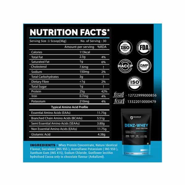 Denzour Nutrition Denz Whey Protein | Pista Kulfi Flavour | Recovery & Strength | 1.08Kg