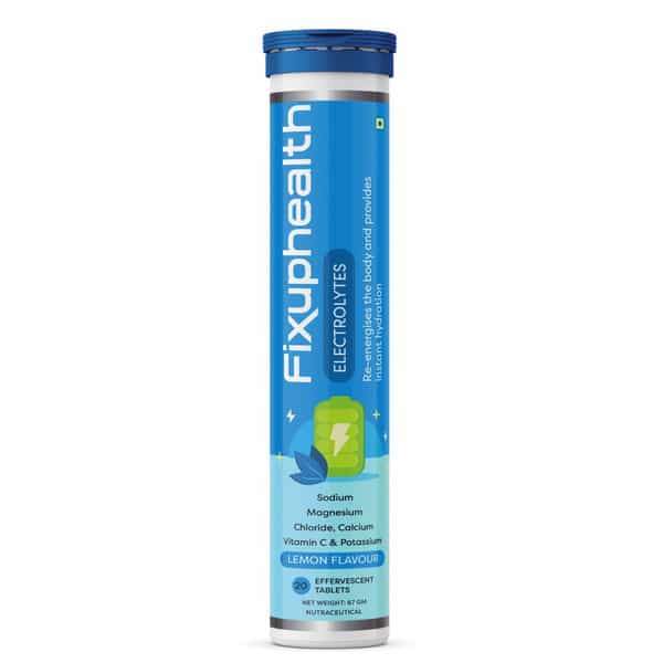 Fixuphealth Electrolytes Tablets Vitamin C Effervescent Lemon (Pack Of 1) 20 Tablets Each Pack