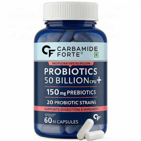Carbamide Forte Probiotics 50 Billion Cfu With Prebiotics 150 Mg Supports Digestion 60 Capsules