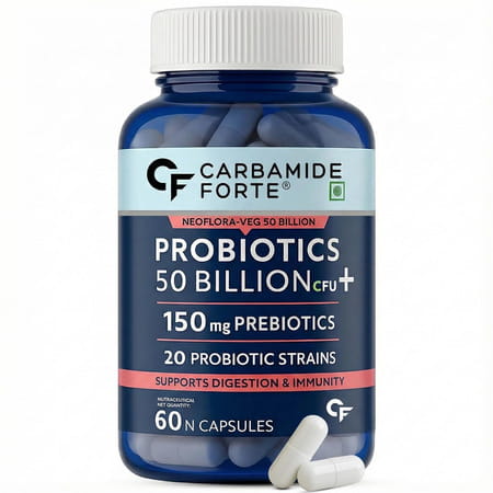 Carbamide Forte Probiotics 50 Billion Cfu With Prebiotics 150 Mg Supports Digestion 60 Capsules