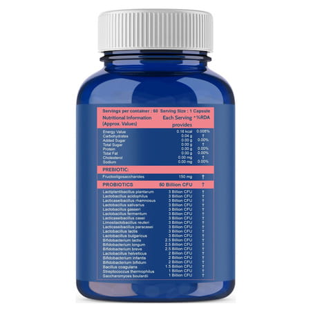 Carbamide Forte Probiotics 50 Billion Cfu With Prebiotics 150 Mg Supports Digestion 60 Capsules