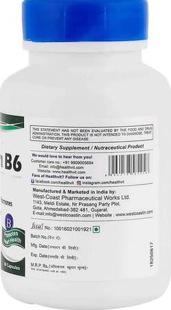 Healthvit Vitamin B6 25 Mg - 60 Capsules
