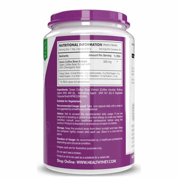 Healthyhey Nutrition Green Coffee Bean Extract With Antioxidants - 90 Capsules